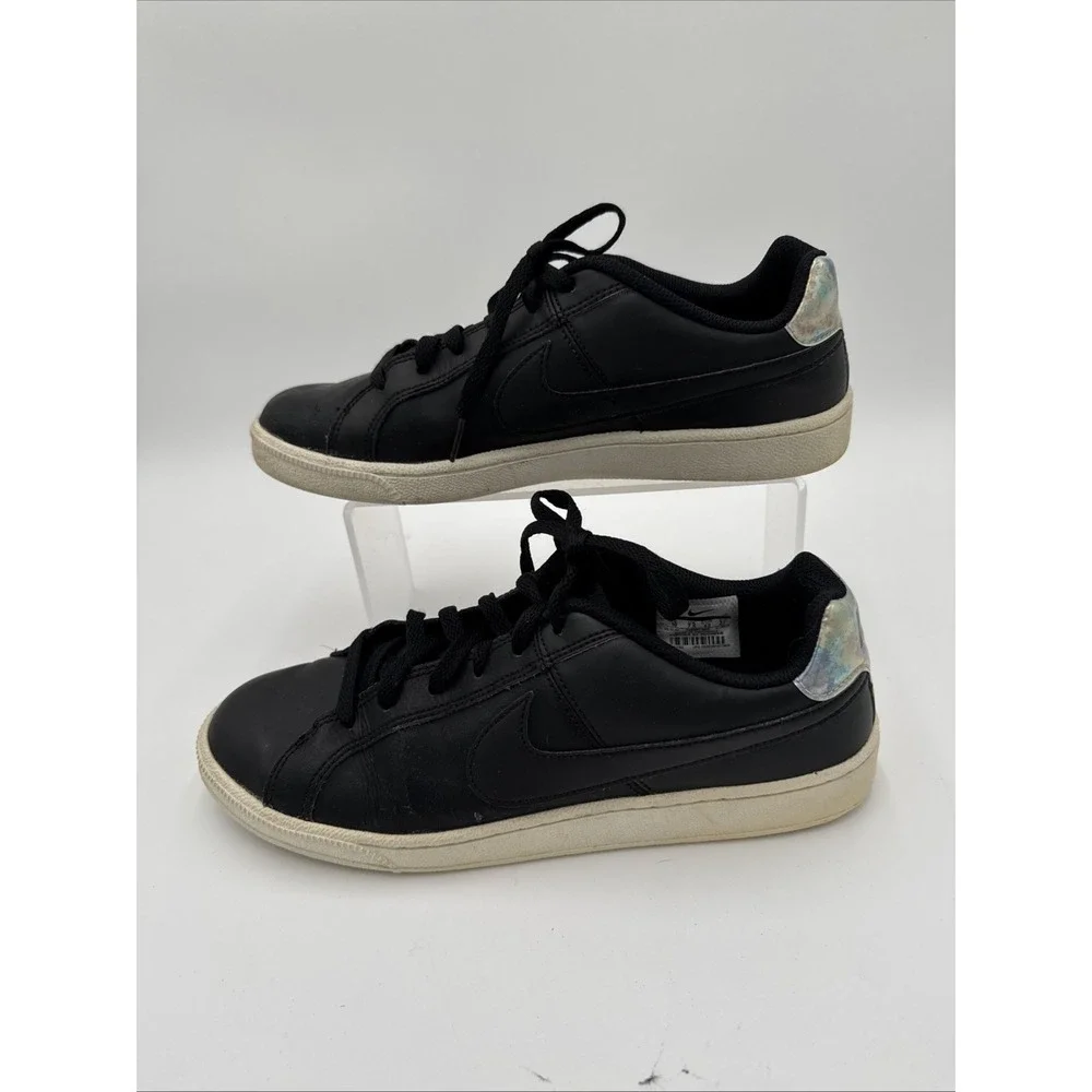 Nike Court Royale 74 Black Sneakers With Iridescent Back Women Sz-10, 749867-003